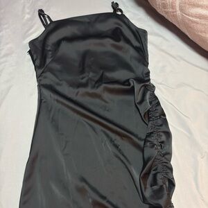 Elegant Black Satin Dress